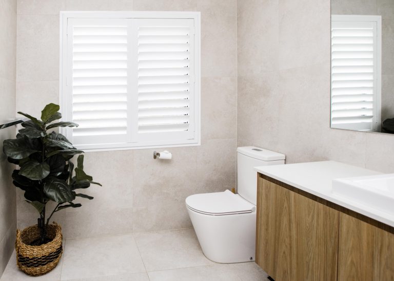 White Background Comfort Room - DIY Easyfit Shutters